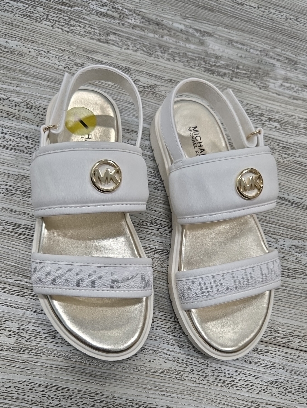 MICHAEL Michael Kors White MK Logo Slingback Sandals Girls New Size 1 Fashion